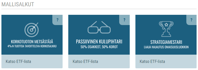 Passiivinen Kulupihtari -mallisalkku ja muut ETF-mallisalkut löytyvät myös ETF-työkalusta.