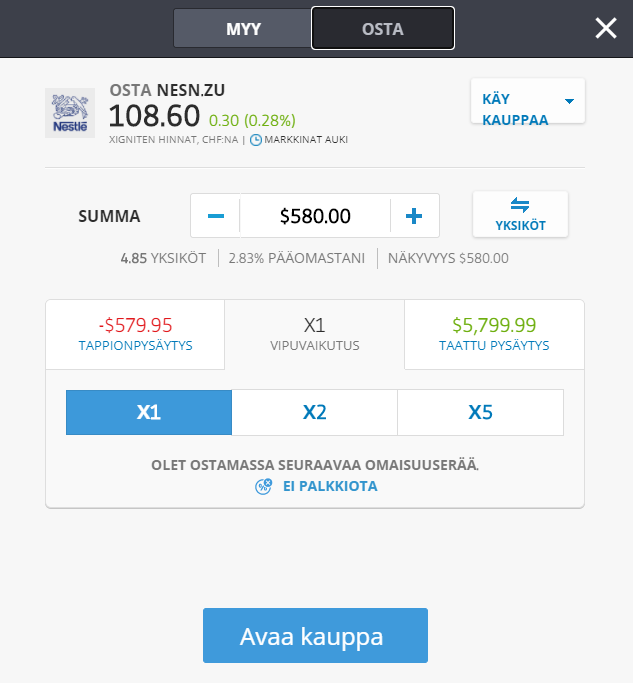 eToro osakkeiden osto