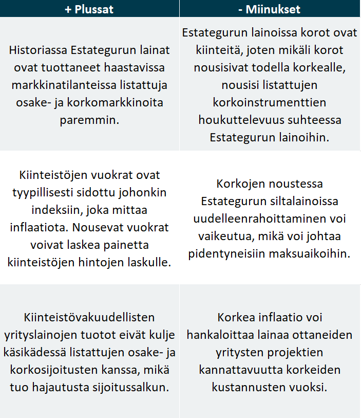 Estategurun lainojen plussat ja miinukset nykyisessä markkinaympäristössä