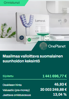 Invesdorin sivuilla kestävän kehityksen tavoitteita edistävät rahoituskierrokset tunnistaa Oneplanet-leimasta.